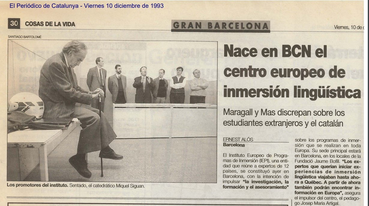 con Christer Laurén alla conferenza stampa inaugurale dell'Istituto Europeo per l'Immersione linguistica (Barcellona 1993)